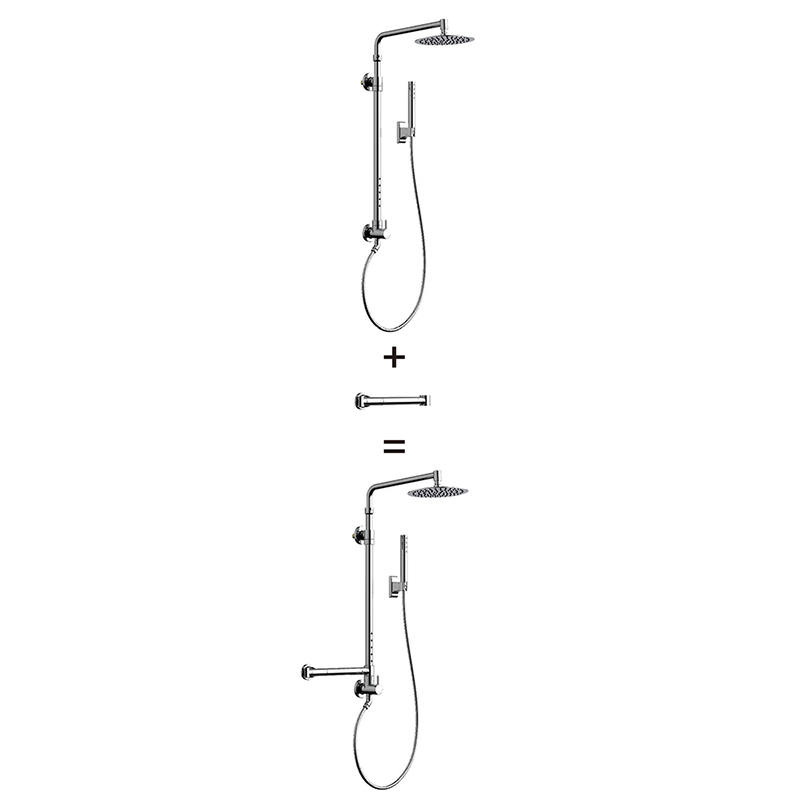 Stainless Steel 304 multi Function Chromed Shower Column Set including rain shower ,handheld showe (