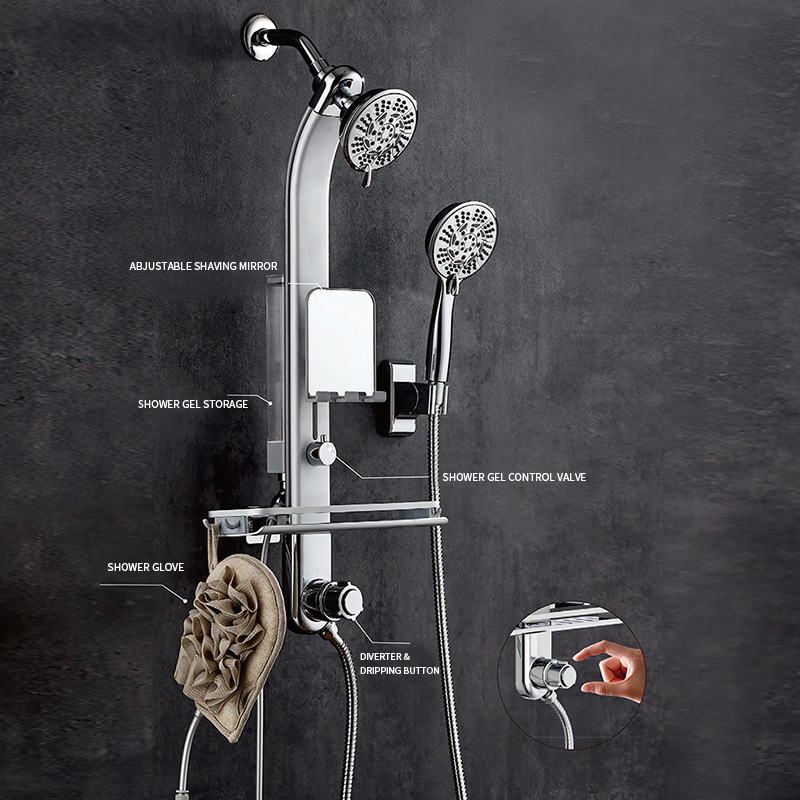 HL-2490 Patented Innovative Al Shower Panel Shower Refillable Soap Dispenser With Loofa Featured Image